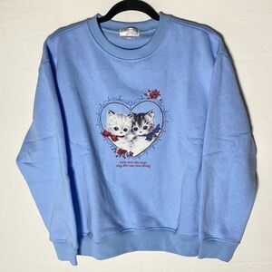 Tal Clothing Blue “Girls Don’t Like Boys They Like Cats And Money” Sweatshirt S